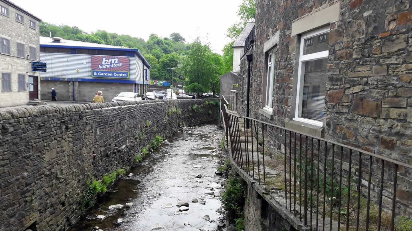 A balcony walkway in Rawtenstall